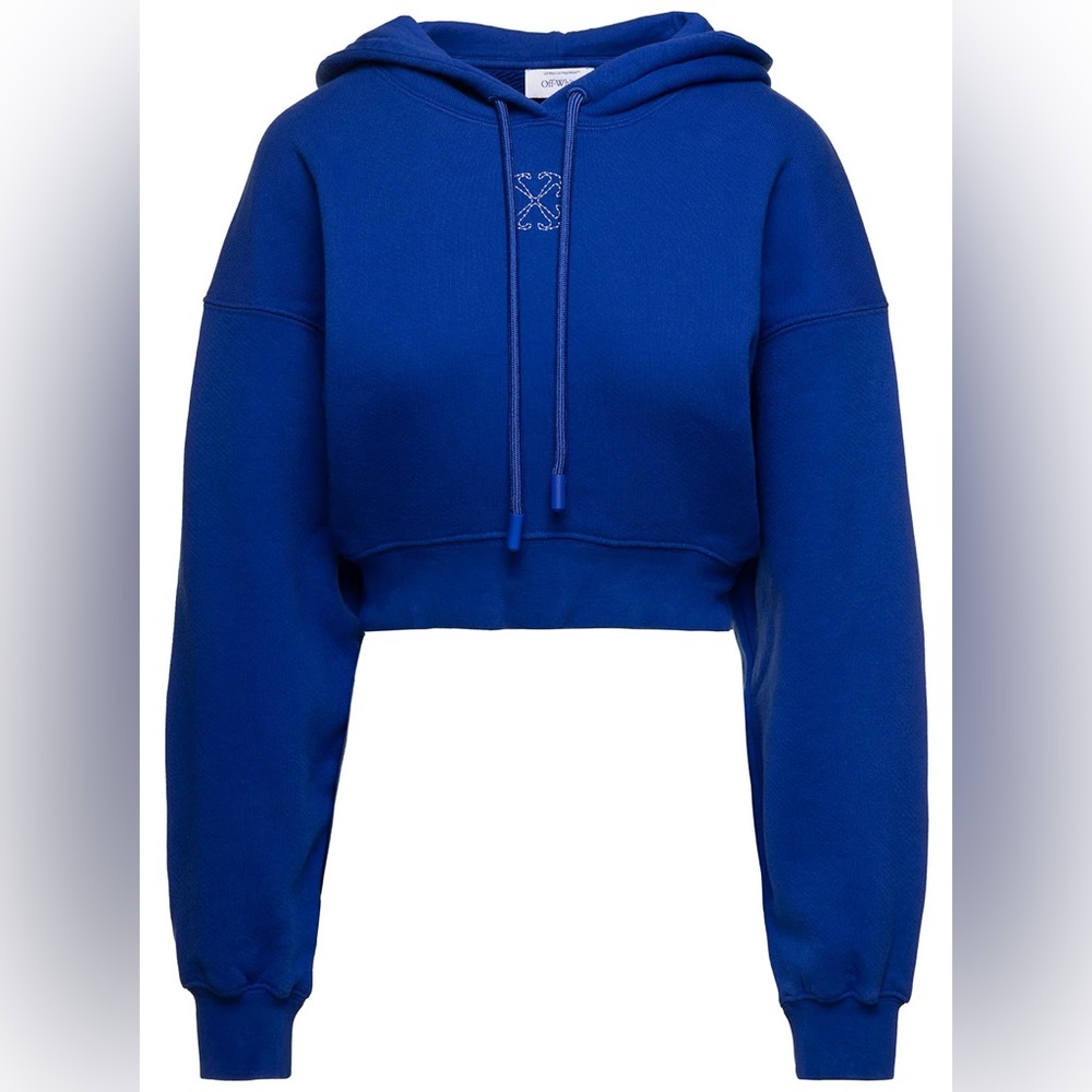 Off-white cropped draw string hoodie